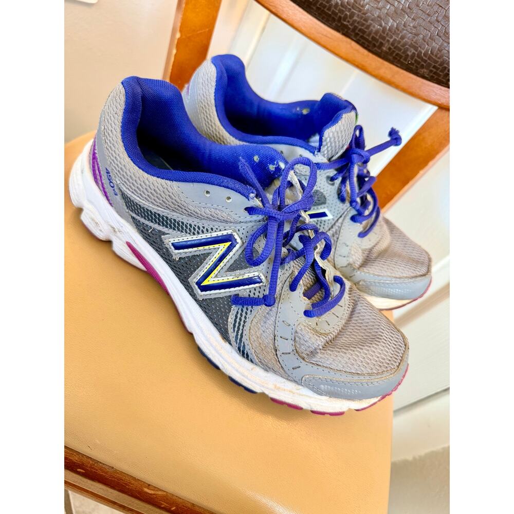 New Balance 450v3 Women Grey Purple Blue Mesh Running Walking Shoes Size 9.5